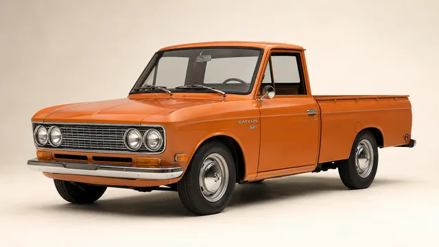 1969 Datsun 521 pickup — front three-quarter view