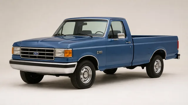 Ford F-150 pickup, 1990 — vista delantera de tres cuartos