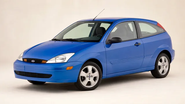 2001 Ford Focus ZX3 hatchback — front three-quarter view