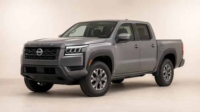 Nissan Frontier pickup, 2026 — vista delantera de tres cuartos