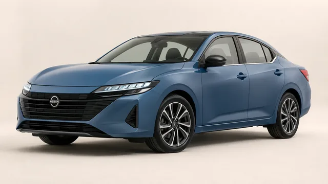 Nissan Sentra sedán, 2026 — vista delantera de tres cuartos